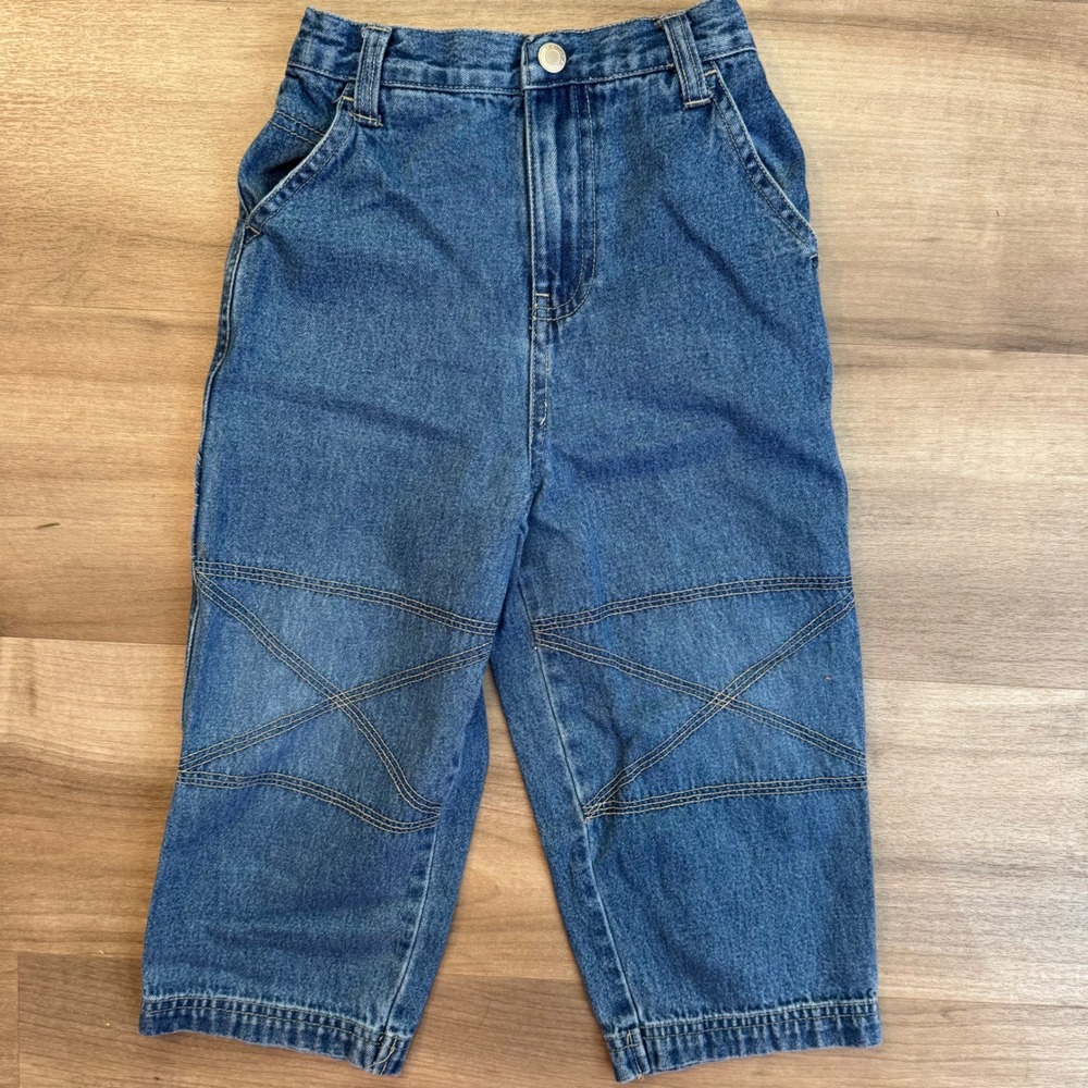 Faded Glory Vintage 90s Toddler Carpenter Jeans 3T Blue Denim Utility Workwear